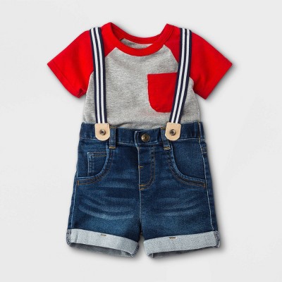 Baby Boys' Denim Top & Bottom Set - Cat & Jack™ Gray 0-3M