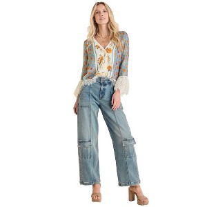 VENUS Womens Lace Trim Woven Top - 1 of 4