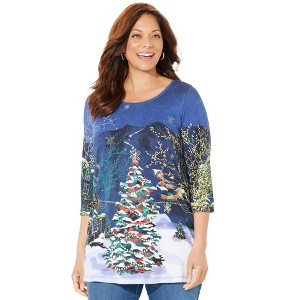 Catherines 3/4 Sleeve Seasonal Tee - 1 of 4