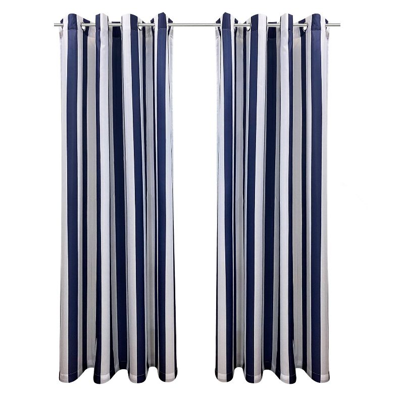 Set of 2 Bimini Striped Grommet Top Curtain Panels - Outdoor Décor, 1 of 7