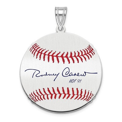 Black Bow Jewelry Sterling Silver Rod Carew Signature MD Enamel Baseball Pendant