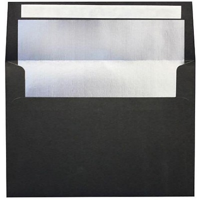 LUX A7 Foil Lined Invitation Envelopes 5 1/4x7 1/4  BK w/Silver Lining FLBK4880-03-50