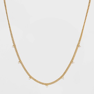 Photo 1 of 14K Gold Plated Cubic Zirconia Curb Chain Necklace - A New Day