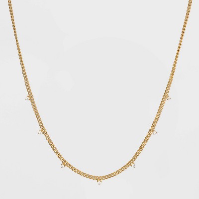 Photo 1 of 14K Gold Plated Cubic Zirconia Curb Chain Necklace - A New Day