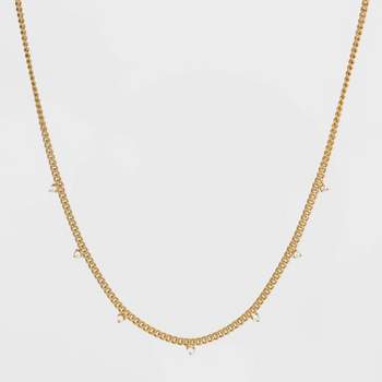 14K Gold Plated Cubic Zirconia Curb Chain Necklace - A New Day™