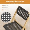 Tangkula 4PCS Folding Chairs w/ Woven Rope Seat & High Back Indonesia Teak Patio - 3 of 4