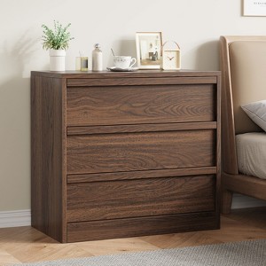 3 Drawer Dresser for Bedroom, Walnut Nightstand 3 Chest of Drawers with Large Storage, Small Bedside Table for Living Room, Nursery, Entryway - 1 of 4