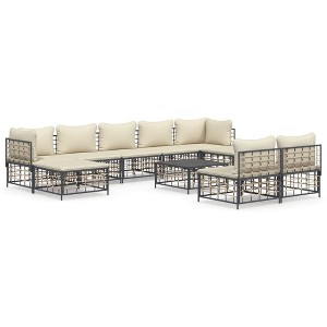 vidaXL 10 Piece Patio Garden Lounge Set with Cushions - Versatile and Comfortable Outdoor Furniture Set - 1 of 4
