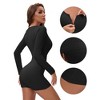 INSPIRE CHIC Women's Long Sleeves Shapewear Tummy Control Front Zipper Ribbed Leotard Jumpsuit - 3 of 4
