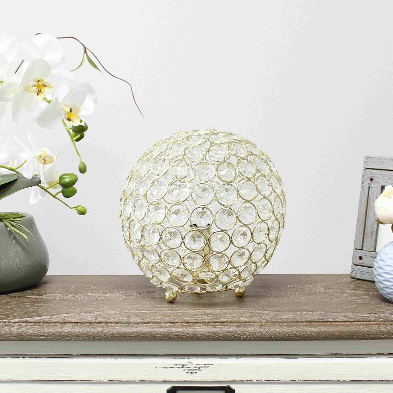 8" Elipse Medium Contemporary Metal Crystal Round Orb Table Lamp - Lalia Home, 3 of 9