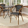 Flash Furniture Bordeaux Indoor/Outdoor Commercial Bistro Stacking Chair with Arms, PE Rattan and Bamboo Print Aluminum Frame - 2 of 4