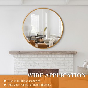 Lirago Gold Round Aluminum Alloy Framed Mirror with Tempered Glass 28"W x 28"H x 1.1"D - 1 of 4
