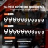 VEVOR 3/8" Drive Crowfoot Wrench Set with 2 Extension Bars, 24-Piece Crows Foot Wrench Set, SAE  3/8"-1" and Metric 10-22 mm - 3 of 4