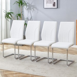 FONTOI 4PCS Dining Chairs with Metal Legs&High Back for Dining Room, Meeting Family Dining Needs, White, 16"*37.4"*15.7" - 1 of 4