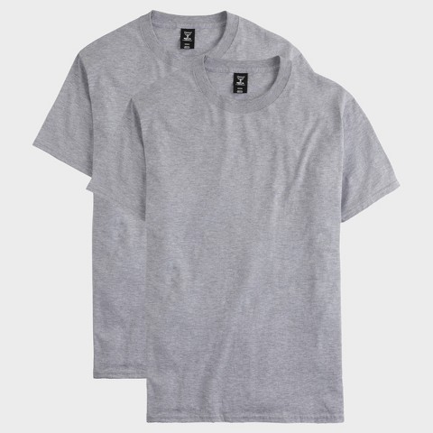 Мужские футболки Hanes Men's Tall Beefy-T® LT-4XLT Short Sleeve Crewneck T-Shirt, 2-Pack Light Steel LT