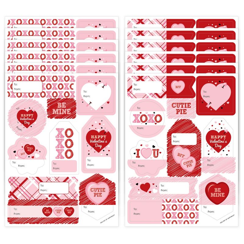 Big Dot of Happiness Conversation Hearts - Assorted Valentine’s Day Party Gift Tag Labels - To and From Stickers - 12 Sheets - 120 Stickers, 1 of 10