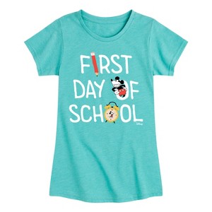 Girls' - Disney - First Day Of School Mickey Fitted Short Sleeve Graphic T-Shirt - 1 of 4