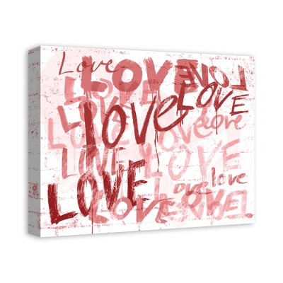 Love Graffiti Red and Pink Canvas Wall Art 20 x 16