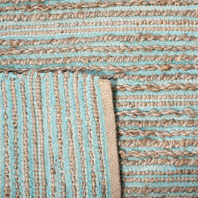 Cape Cod Aqua Handwoven Cotton Jute Area Rug 5' x 8'