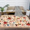 Vintage Floral Area Rug - Machine Washable Large Non-Slip Low Pile Soft Carpet for Living Room, Bedroom, Dining Room, Farmhouse, Nursery Apartment - 2 of 4