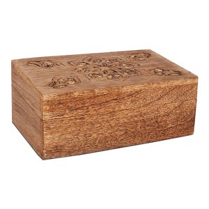 Mela Artisans Serena Wooden Handcrafted Box with Hinged Lid- Small, Medium Burnt Finish - 1 of 4
