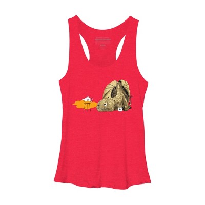 Women's Design By Humans Dragon making Tea By djrbennett Racerback Tank Top