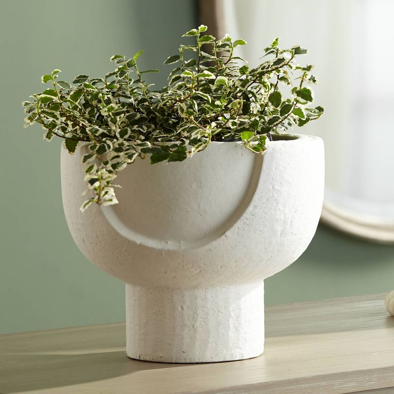 Studio 55D Bletheny White Ceramic Pedestal Decorative Bowl, 2 of 10