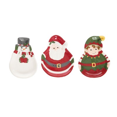 Transpac Dolomite 6.5 in. Multicolor Christmas North Pole Character Plate Set of 3