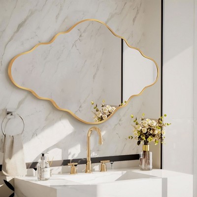 Beautyolove Modern Irregular Black Aluminum Alloy Framed Decorative Wall Mirror