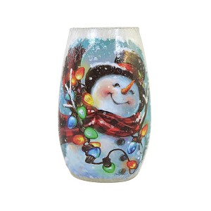 Stony Creek 5.25 In Delightful Snowman Pre-Lit Vase Carrot Nose Tophat Scarf Novelty Sculpture Lights - 1 of 4