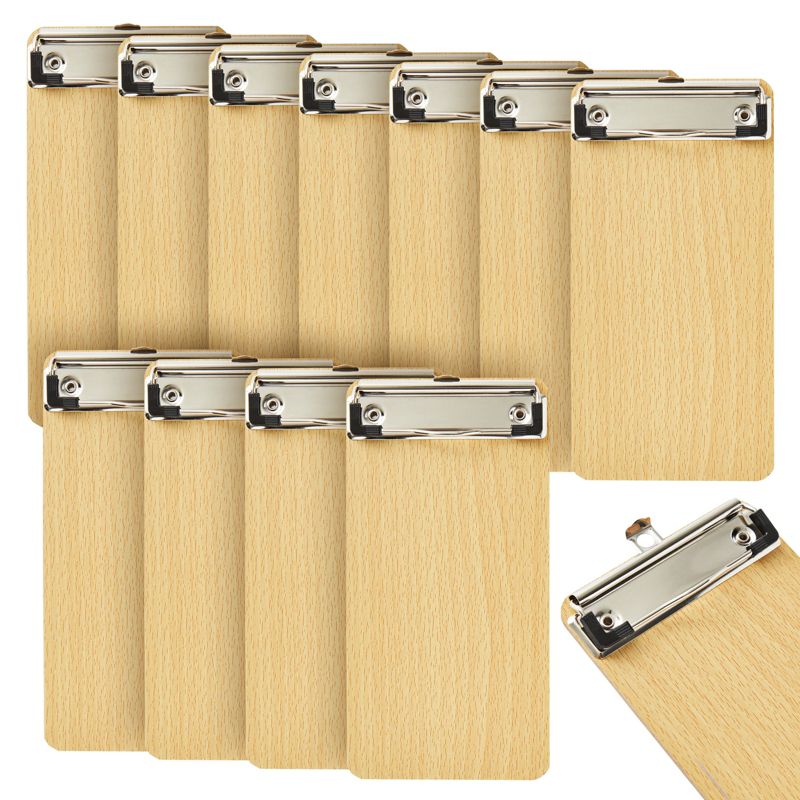 Juvale 12 Pack Mini Wooden Clipboards with Low Profile Clip, 4x8 Wood Clip Boards for Pocket Sized Notepads, Restaurant Receipt, 1 of 9