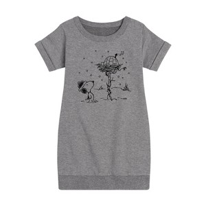 - Peanuts - Snoopy Woodstock Igloo Graphic Short Sleeve Fleece Dress - 1 of 4