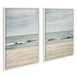 Kate and Laurel Sylvie Beach 2 Left and Right Framed Canvas by Emiko and Mark Franzen of F2Images, 2 Piece 23x33, White - 1 of 4