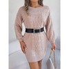Coolmee Women's Bodycon Pullover Mini Sweater Dresses Crew Neck Cable Knit Cocktail Party Dress - 3 of 4