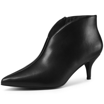 Perphy Women's Pointed Toe V Shape Stiletto Heel Ankle Booties