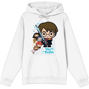 Harry Potter Chibi Characters & Glowing Sword Long Sleeve Unisex Adult Hooded Sweatshirt - 1 of 1