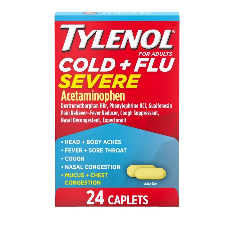 Tylenol Cold & Flu Severe Multi Symptom Caplets - Acetaminophen - 24ct, 1 of 9