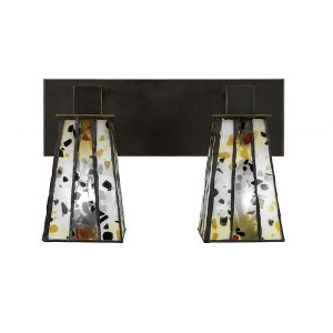 Toltec Lighting Apollo 2 - Light Vanity in  Dark Granite with 5" Square Fiesta Art Glass Shade - 1 of 1