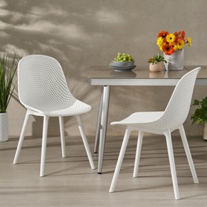 Christopher Knight Home Posey Outdoor Modern Resin Armless Dining Chairs with Breathable Design (Set of 2) - 1 of 4