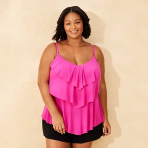 Women's Tiered Ruffle Tankini Top - Shade & Shore™ Pink 2X - 1 of 4