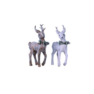 Transpac Foam 19 in. Multicolor Christmas Deer Set of 2