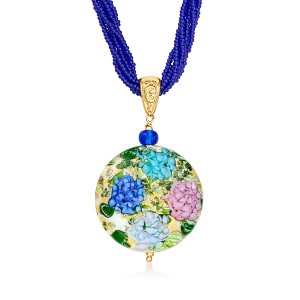 Ross-Simons Italian Multicolored Murano Glass Hydrangea Pendant Multi-Strand Necklace in 18kt Gold Over Sterling - 1 of 4