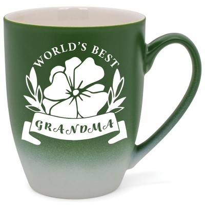 Elanze Designs World'S Best Grandma Two Toned Ombre Matte Green and White 12 ounce Ceramic Stoneware Coffee Cup Mug