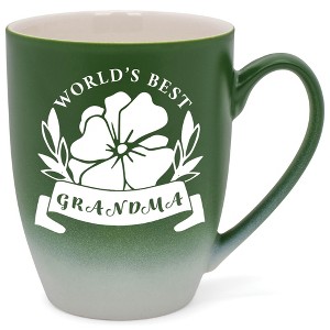 Elanze Designs World'S Best Grandma Two Toned Ombre Matte Green and White 12 ounce Ceramic Stoneware Coffee Cup Mug - 1 of 4
