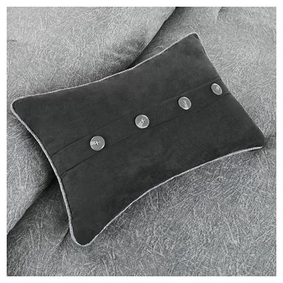 Gray King Faux Suede 7-Piece Comforter Set with Decorative Pillows