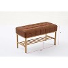 CAVINAS Modern 2-Tier Teddy Ottoman Bench with Storage Shelf,Upholstered Storage Bench for Entryway,Living Room - 3 of 3