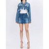 Women's Chic Cropped Distressed Denim Jacket - American Bazi - image 4 of 4