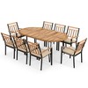 Costway 9 Pieces Outdoor Dining Set with Acacia Wood Top & Umbrella Hole Metal Frame - 2 of 4