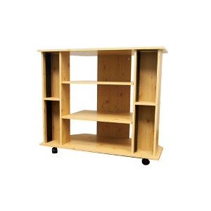 35" Natural Wood TV Stand with Mixed Shelving and 85 lbs Weight Capacity for Living Room and Bedroom - 1 of 4