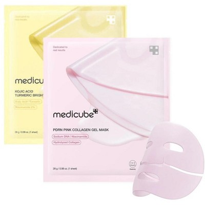 Medicube Variety DUO SET - PDRN Pink Collagen + Kojic Acid Turmeric Brightening Gel Mask (2 Facial Sheet Masks Total)